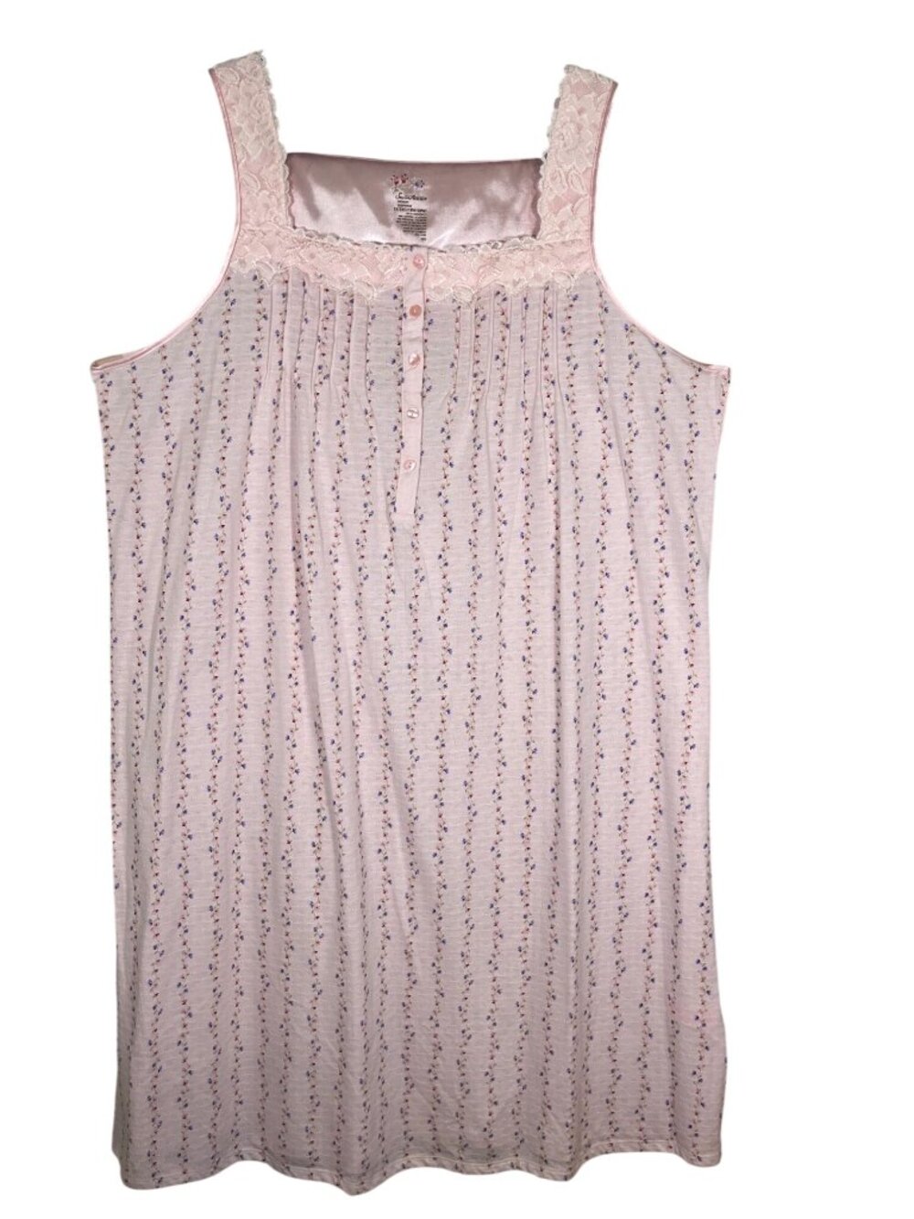 Delicate Floral Lace Tank Maxi Dress 2X Pink Cottage Feminine Romantic Lounge